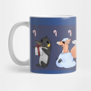 Christmas Holiday Friends Penguin Fox Cardinal Reindeer Pattern Mug